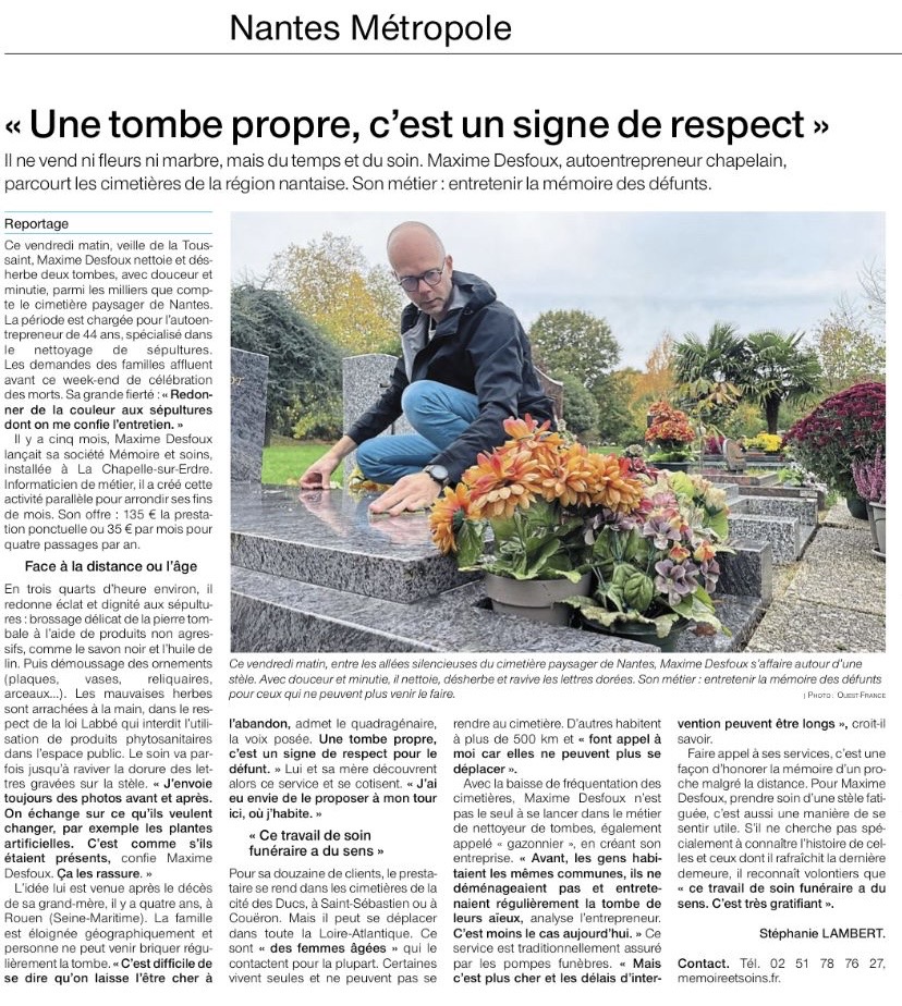 article de Ouest France du 01/11/2025